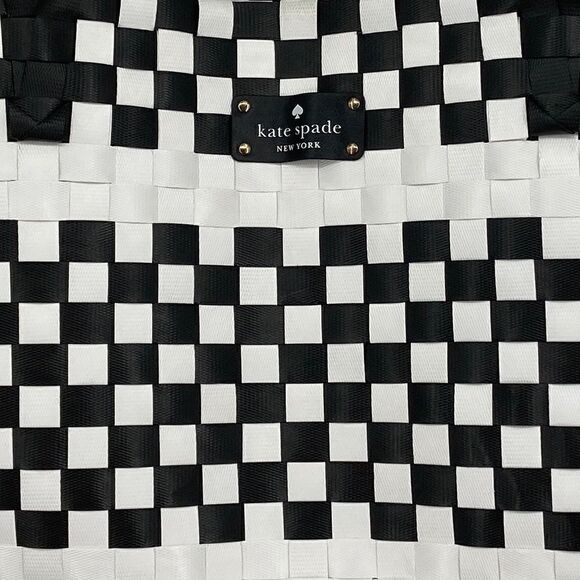 Kate Spade Large Black/White Woven Tote Bag - Picture 8 of 8